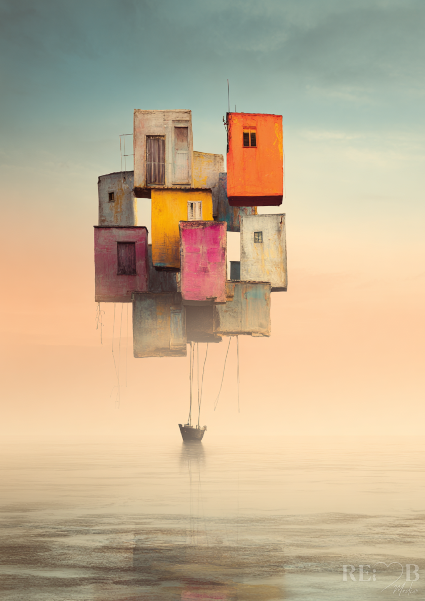 FLOATING REALITIES – Surreale Kunst Bundle A2 | Emotionale Wandbilder als Digital Download Vier Bilder. Vier Zustände zwischen Kontrolle und Loslassen. FLOATING REALITIES bringt stille Intensität in Räume, die mehr fühlen als zeigen.