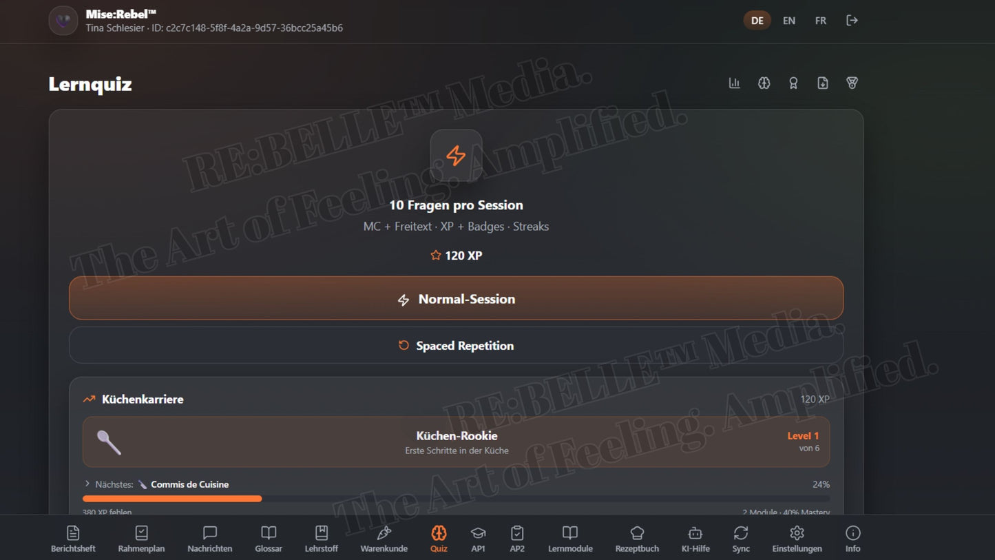 Mise:Rebel™ – Dein digitales Berichtsheft & Prüfungssystem    Du schiebst dein Berichtsheft. Die Prüfung kommt näher.  Mise:Rebel™ bringt Struktur rein – sofort, digital, überall.