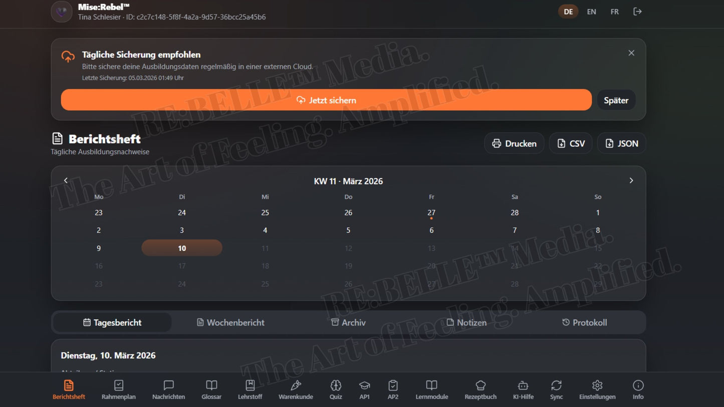 Mise:Rebel™ – Dein digitales Berichtsheft & Prüfungssystem    Du schiebst dein Berichtsheft. Die Prüfung kommt näher.  Mise:Rebel™ bringt Struktur rein – sofort, digital, überall.